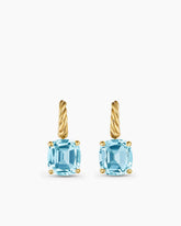 Marbella Drop Earrings in 18K Yellow Gold with Sky Blue Topaz, 11mm